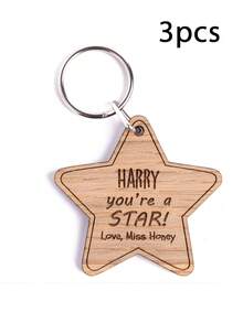 1/2/3pcs Customized Keychain With Metal Key Ring-Teacher Pupil Gift,Laser Engraved Name Text Logo,Teacher Appreciation, Coworker Farewell,Family Member Keychain,Gift For Student,Back To School - Multicolor - View 10