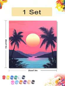 1pc/4pcs Beach Sunrise Sunset Theme DIY Digital Oil Painting Handmade, Adult Home Decor Holiday Gift - 20x20 - View 7