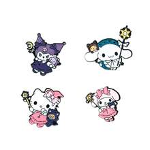 1 pieza Broche de insignia de metal de gato dulce y suave con diseño de dibujos animados, accesorio de bolso de aleación - Multicolor - Ver 9