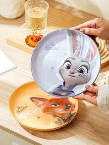 Ensemble de vaisselle en céramique officiel co-marqué Disney Zootopia, assiettes à dîner et bols à riz en relief 3D, design mignon Judy Hopps & Nick Wilde, artisanat sous-glaçure haute température, assiettes de service pour la maison, vaisselle de couple exquise, cadeau parfait pour anniversaire et fêtes - Lin jaune - Voir 3