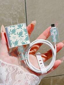 Marine Life, Cute Sea Turtle Pattern, Charger Data Cable Protective Cover, Compatible With Apple 20W Charger, Simple Apple Charger Protective Case, Compatible With 20W Phone 15/16 Pro Max Charging Cable Protector, Anti-Scratch, Anti-Bite, Suitable For 13/14 Plus - Sea Turtles and Starfish - View 7
