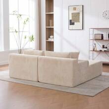 Modular Compression Sofa In Chenille Fabric, Filled With 30D High-Resilience Foam. Easy To Move And Featuring A Non-Slip Base, It Is Ideal For Living Rooms And Other Spaces. Beige - 象牙白 - 查看 7
