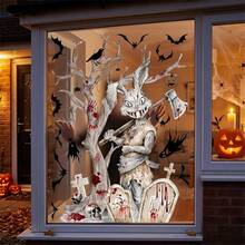 Halloween Window Clings Stickers Spooky Decor Removable Wall Art Decals For Home Party Supplies - Multicolor - View 1