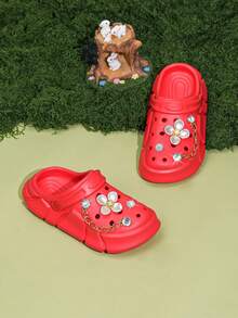 HOEASE Girls Clogs, Garden Shoes, Comfortable Lightweight Hollow Out Sandals, Spring And Summer Flower Design - Red - View 7