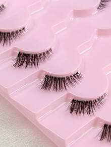 7 Pairs Cat Eye Fluffy Half Eye False Eyelashes Beginner Friendly Natural Look Transparent Band Half-Eye Lashes False Eyelashes Makeup Tool - 黑色 - 查看 6