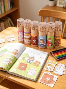 1桶12色彩色鉛筆，適用於繪畫、塗鴉與藝術創作，返校季 - A - 查看 9