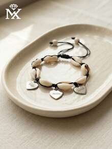 1 buah Gelang Kaki Hati Cangkang Minimalis Stainless Steel Bergaya, Dapat Diukir dengan Banyak Nama, Perhiasan Pasangan Wanita, Klasik Abadi, Sederhana dan Elegan, Desain Unik, Aksesori Harian Multifungsi, Hadiah Liburan - Perak - View 5