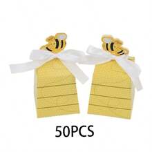 20/50PCS Gift Packaging Boxes With Cute Honeycomb Pattern Design And Bow Decoration, Exquisite Small Item Storage Boxes For Theme Parties, Event Favors, Daily Small Item Storage, Adding A Warm And Cute Atmosphere To The Occasion - View 6