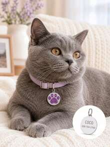 Etiqueta personalizada para mascotas, etiqueta redonda personalizada para mascotas con huella de pata de strass brillante, diseño de doble cara, la parte delantera con una exquisita huella de pata de strass con apariencia destacada, la parte trasera se puede grabar con láser con el nombre de la mascota, dirección, número de teléfono de contacto, material de acero inoxidable resistente al desgaste y sin decoloración, adecuado para gatos y perros, prevención efectiva de la pérdida de mascotas mientras añade decoración - Multicolor - Ver 5