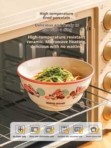 Ensemble de vaisselle en céramique officiel Disney Mickey Mouse & Minnie Mouse, bols de dessin animé mignons assortis comprenant bol à riz, bol à soupe & assiette, vaisselle en porcelaine de haute qualité pour la maison, la cuisine & le dortoir, parfait pour un usage personnel, micro-ondes & lave-vaisselle - Lin jaune - Voir 5