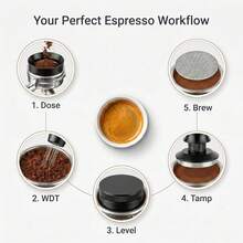 5pcs 51/53/58mm Espresso Accessories Set: Espresso Tamper, WDT Tool, Coffee Distributor, Puck Screen And Dosing Funnel, Suitable For 51mm Coffee Machine And Portafilter - Black - View 8
