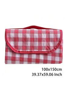 Tikar Piknik Anti Pasir - Motif Kotak-kotak Kuning & Putih dengan Pinggiran Oranye - Dapat Dilipat, Kain Non-Anyaman Tahan Lama, Cocok untuk Berkemah, Mendaki, Aktivitas Luar Ruangan - Cuci dengan Tangan, Perlengkapan Penting untuk Berkemah di Luar Ruangan | Motif Kotak-kotak | Kanvas Tahan Lama - MultiWarna - View 13