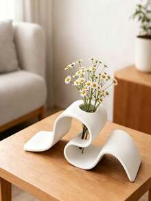1pc Ribbon-Shaped Dried Flower Holder, Curved Vase Display Stand, Durable Plastic Floral Support Rack, Creative Desktop Floral Decoration, Home & Office Decor Accessory, Wedding Party Flower Display Stand, Modern Minimalist Dried Flower Ornament - Multicolor - View 6