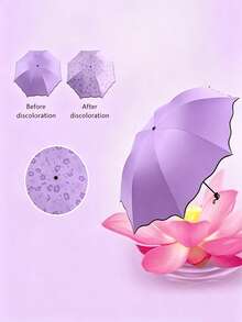 1 pieza Paraguas mágico que cambia de color, el patrón floral aparece cuando se moja, paraguas mini portátil plegable con protección UV contra el sol y la lluvia, adecuado para viajes, vacaciones y desplazamientos diarios - Multicolor - Ver 7