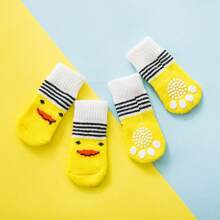 4 Pairs Dog Socks Anti-Slip Bottom Anti-Dirt Anti-Scratch Pet Foot Covers Indoor Warm Shoes Socks For Small Dogs - Multicolor - View 18