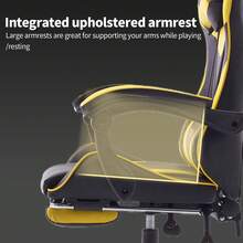 Professional Gaming Chair With Footrest – Swivel Office Chair With Lumbar Support, Casters, And Desk Functionality – Suitable For Home Office And PC Gaming - Yellow - View 6