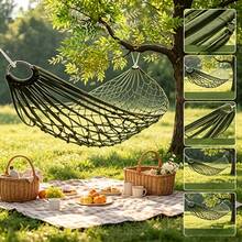 Portable Mesh Hammock - Includes (2 Ropes + 1 Bag), Breathable Nylon Rope Hammock With Metal Rings, Lightweight Camping Hammock For Outdoor, Yard, Garden, Backyard, Travel, Hiking, Beach - A - View 2