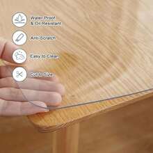 Protector de mesa transparente, protector de mesa de plástico grueso, protector de mesa para mesa de comedor, mantel de vinilo impermeable, alfombrilla de mesa para cocina, cómoda, escritorio de escritura - Transparente - Ver 9