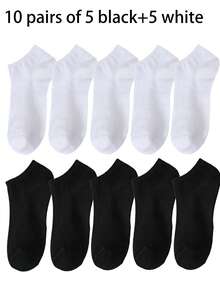 5 Pairs Women's Mid-Calf Short Socks, White, Casual Sports Socks, Autumn/Winter - Multicolor - View 4