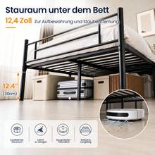 Sour Lemon Metal Bed Frame, Guest Bed Frame, Modern Youth Bed With Slatted Frame, For Bedroom, Guest Room, 140 X 200 Cm, Black - 黑色 - 查看 8
