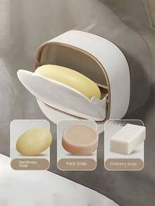 Wall-Mounted Soap Holder, Waterproof Flip-Top Design, Minimalist Soap Box, Suitable For Men And Women, Durable, Applicable For Kitchen, Bathroom, Shower Room, Home Bathroom Decor Storage Accessory, Travel Essential Shower Storage Rack - Multicolor - View 5
