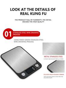 This Electronic Kitchen Scale Features A Large Weighing Surface. It Has A 10kg Weighing Capacity, Provides Accurate Measurements, One-Button Zeroing, And Quick Unit Conversion. Ideal For Baking. Batteries Not Included (2 AAA Batteries Required). - Kitchen scales - View 4