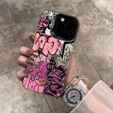 [24h Shipping From DE/FR/ES] [24-Hour Local Shipping] Y2K Pink And Black Graffiti Street Style Printed Shockproof Phone Case, Compatible With IPhone 17/16/15/14/13/12/11 Plus Pro Max 17Air 16e, Galaxy S21-S26 Ultra/Edge/Fe/Plus And Other Models Such As , , Etc. Full Coverage With A Soft Edge, Protective Case In A Cool Subculture Style, Unique And Niche Design. - 1 Image - View 5