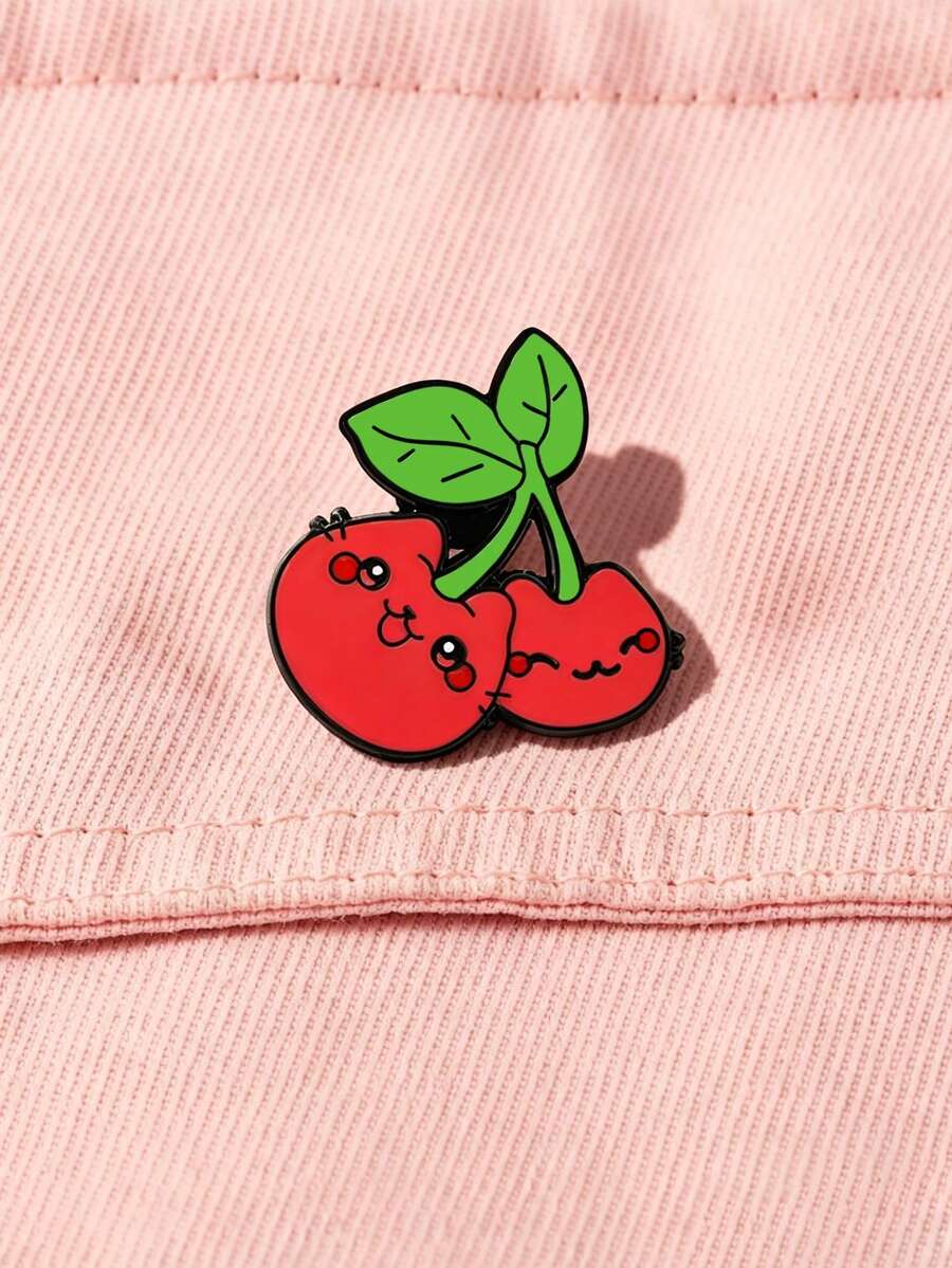 1pc Cute Cherry Cat Brooch, Healing Cartoon Pin, Anti-Exposure Accessory For Backpack, Hoodie, Denim Jacket, Versatile Decoration For Students And Couples, Exquisite Small Accessory - Multicolor - View 1