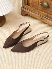 Pointed Toe Women's Ballet Shoes Vintage Mary Jane Shoes - Brown - View 1