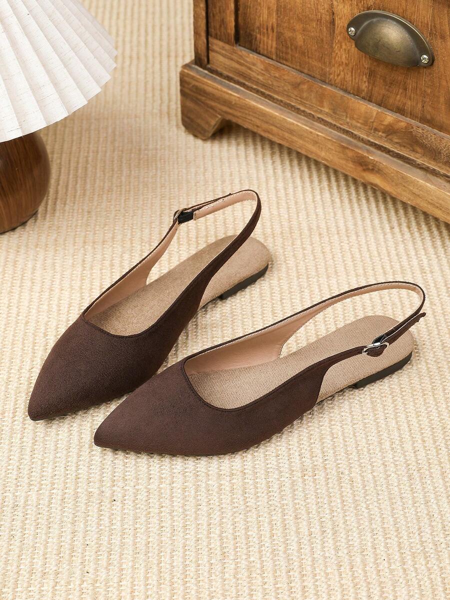 Pointed Toe Women's Ballet Shoes Vintage Mary Jane Shoes - Brown - View 1
