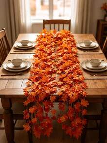 6/12pcs Artificial Fall Maple Leaf Garland,Vine Hanging Decor For Thanksgiving,Halloween,Boho Rustic Wall Decor,Autumn Home Decor,Wedding,Party Room ,Bedroom Decoration(Selecting The Accessory For Individual Does Not Include The Main Product) - Multicolor - View 3