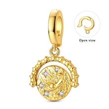 1pc Multi- 18K Gold Plated Heart Pumpkin Carriage Puppy Starfish Four-Leaf Clover Sun Virgin Mary Buddha Cross Dolphin Charms For 3mm Bracelet Necklace DIY Beaded Accessories Daily Layering Western Style Personalized Outfit Elegant - Gold - View 25
