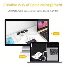2-5pcs NNBILI 1/3/5/7-Hole Silicone USB Cable Organizer, Self-Adhesive Cable Management Clips For Mouse, Keyboard, Earphones - 5 Gray Clips - View 5