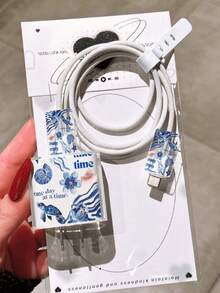 海洋生物可愛海龜圖案充電器數據線保護套，適用 Apple 20W 充電器，簡約 Apple 充電器保護殼，相容 20W 15/16 Pro Max 充電線保護套，防刮防咬，適用 13/14 Plus - 海洋時光 - 查看 5