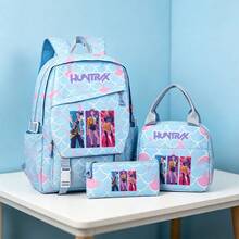 Miniso Huntrx 3Pcs Canvas Backpack Set, Vibrant Poster Style Print Multi-Purpose Bag Set - Blue - View 3