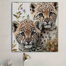 500pcs Adult Mini Jigsaw Puzzle Boxed - This Precision-Cut Puzzle Features A Cute Leopard Cub Theme, Challenging Difficulty Level, Scratch-Resistant Material. Suitable For Adult Leisure, Family Interaction, DIY Home Decor, And Art Collection. Great Gift For Halloween And Christmas, Exercises The Brain, Enjoy The Fun Of Focus In Puzzle Solving, And Start An Immersive Intellectual Experience. - Multicolor - View 4
