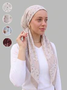 1PC Women's Solid Color Rhinestone Decorated Triangle Slip-On Headscarf Hat Scarf, Soft And Comfortable Instant Headscarf, Fashionable Minimalist Slip-On Headscarf, Suitable For Daily Use All Seasons - Multi-color Rhinestone Convenient Headscarf - View 19