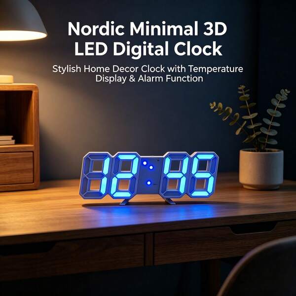 3D LED 디지털 알람 시계 - 개학 필수품, 로맨틱 발렌타인 선물, 라마단 매일 사용, 대형 4자리 디스플레이, 3단계 밝기 조절, 12/24시간, 듀얼 알람, 수면 모드, USB/배터리 전원, 책상 또는 벽걸이, 기숙사, 학교, 침실, 거실, 사무실, 가정에 적합