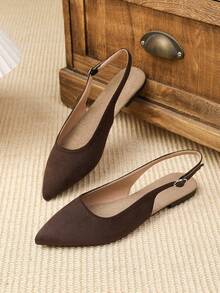 Pointed Toe Women's Ballet Shoes Vintage Mary Jane Shoes - Brown - View 2