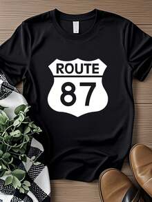Women's Printed T-Shirt Route 87 Sign Shirt Highway 87 Sign T-Shirt - Black - View 1