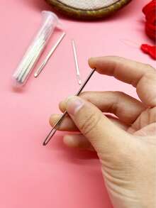 [9pcs/Set]Large Hole Tip Sewing Needles, Includes 5.2-7cm 3 Sizes Metal Needles, Matching Threader And Storage Tube, Suitable For Yarn Sewing, Tapestry Stitching And Other Handicraft Sewing Needs - Needle Set - View 8