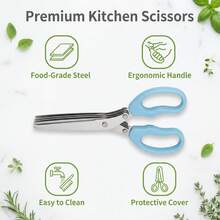 1 Piece Of Stainless Steel Five Layer Kitchen Scissors - Heavy-Duty Multifunctional Safety Scissors, Used For Cutting, Slicing, And Processing Vegetables And Seaweed In The Kitchen. Equipped With An Ergonomic Handle And Stylish Design - View 8