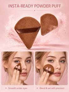 50/40/30/20PCS Multi-Color Makeup Sponge Puff Set Triangle & Teardrop Shaped Blenders, Reusable Cosmetic Sponges For All Makeup Types - Hot Pink - View 3