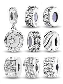 1Pc Fashionable Vines, Leaves, Spacing Beads Charms Fit For Women Bracelets Bangles DIY Jewelry Making And Daily Outfit Matching Jewelry Decoration - Silver - View 1