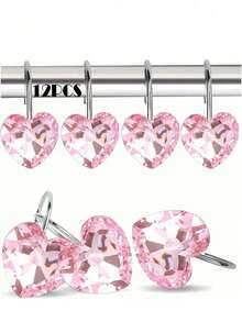 Heart-Shaped Shower Curtain Hook Set, Rust-Resistant And Durable, With Beautifully Designed Rings, Made Of High-Quality Stainless Steel. An Ideal Choice For Bathroom Essentials. - Multicolor - View 1