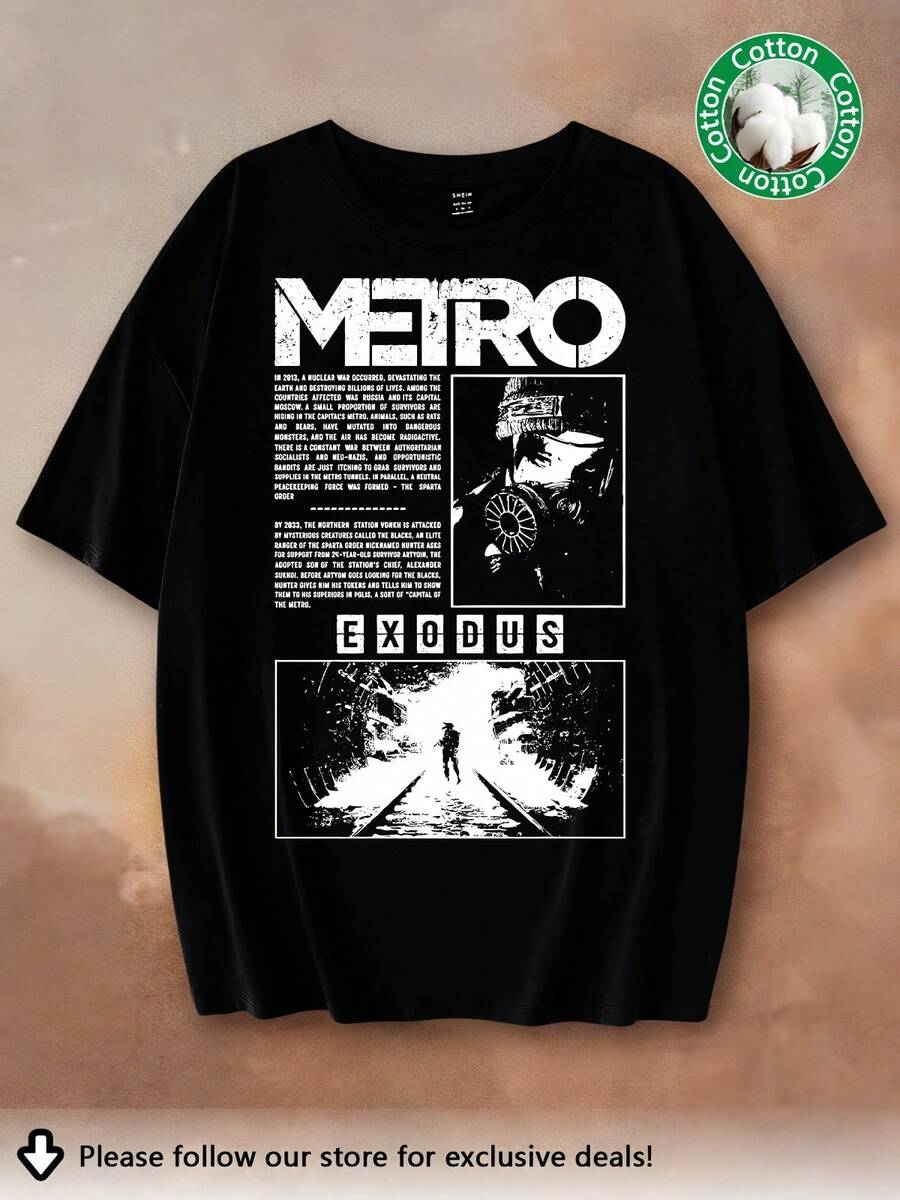 Metro Exodus T-Shirt, Horror Video Game T-Shirt, Shouter Merch - 黑色 - 查看 1