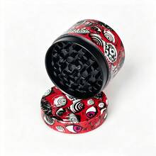 1件 50MM 深色塗鴉紅眼印花 4層研磨器，鋅合金草本研磨器附篩網，個性化街頭風便攜研磨工具 - 查看 7