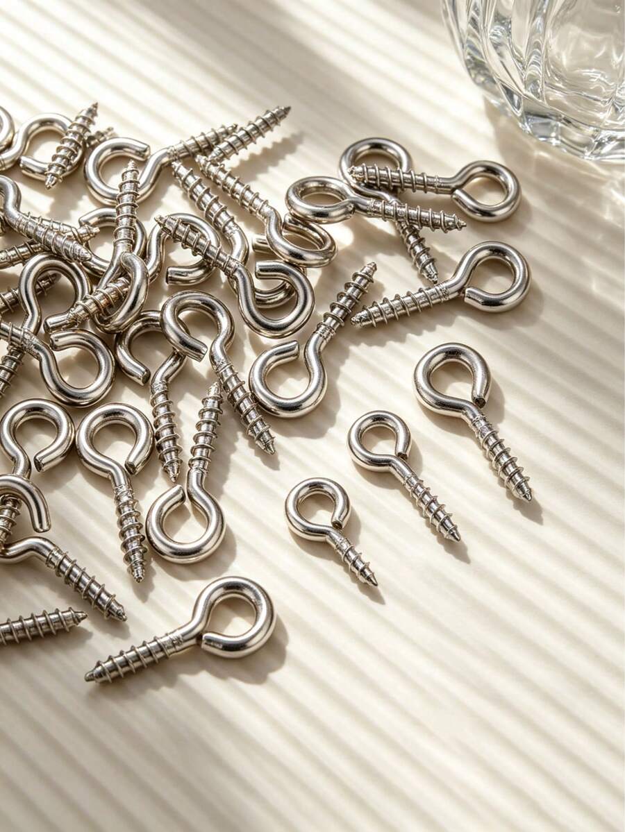 50Pcs Multi Size Stainless Steel Self-Tapping Eye Screws, Eye Pins For DIY Beading Pendant Jewelry Making Findings - Sheep Eye Nails - View 1