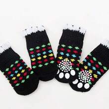 4 Pairs Dog Socks Anti-Slip Bottom Anti-Dirt Anti-Scratch Pet Foot Covers Indoor Warm Shoes Socks For Small Dogs - Multicolor - View 27