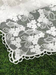 輕量透氣花卉刺繡蕾絲飾邊三角髮箍，適合夏季，甜美可愛，適合女孩，可防曬，適用於海邊度假、學校及其他休閒場合 - 白色 - 查看 5